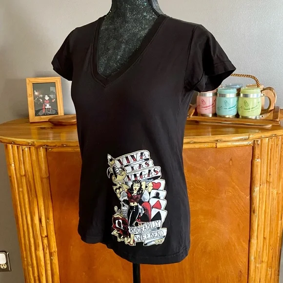 Viva Las Vegas Rockabilly Weekend Black Tee - Picture 4 of 8